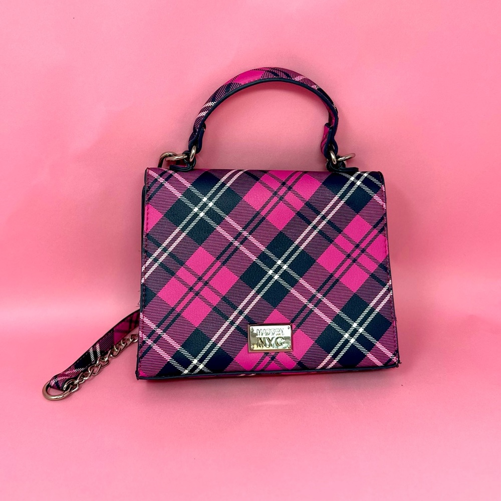 Madden NYC • Pink Boxy Plaid Purse • Handle & Shoulder